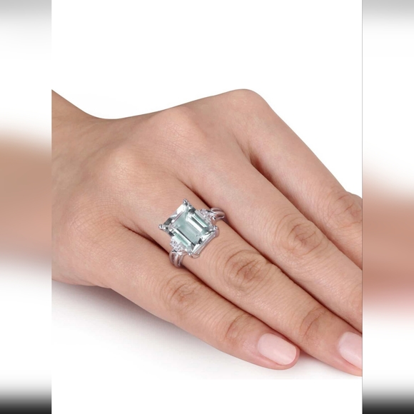 DELMAR STERLING SILVER PASIOLITE & WHITE TOPAZ SIZE 7 1/2 NEW IN BOX ❤ - Picture 3 of 9